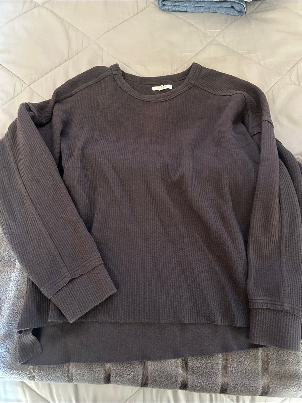 Maurices Women's Crewneck Thermal Sweater - Charcoal Gray